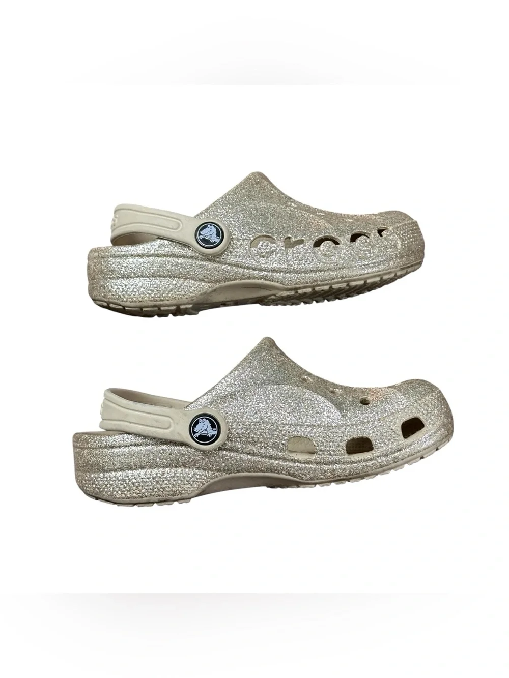 Crocs Classic Glitter Clogs Kids 13 Gold Sparkle Slip On Shoes